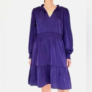 Lucky Brand Deep Purple Long Sleeve Midi Dress
